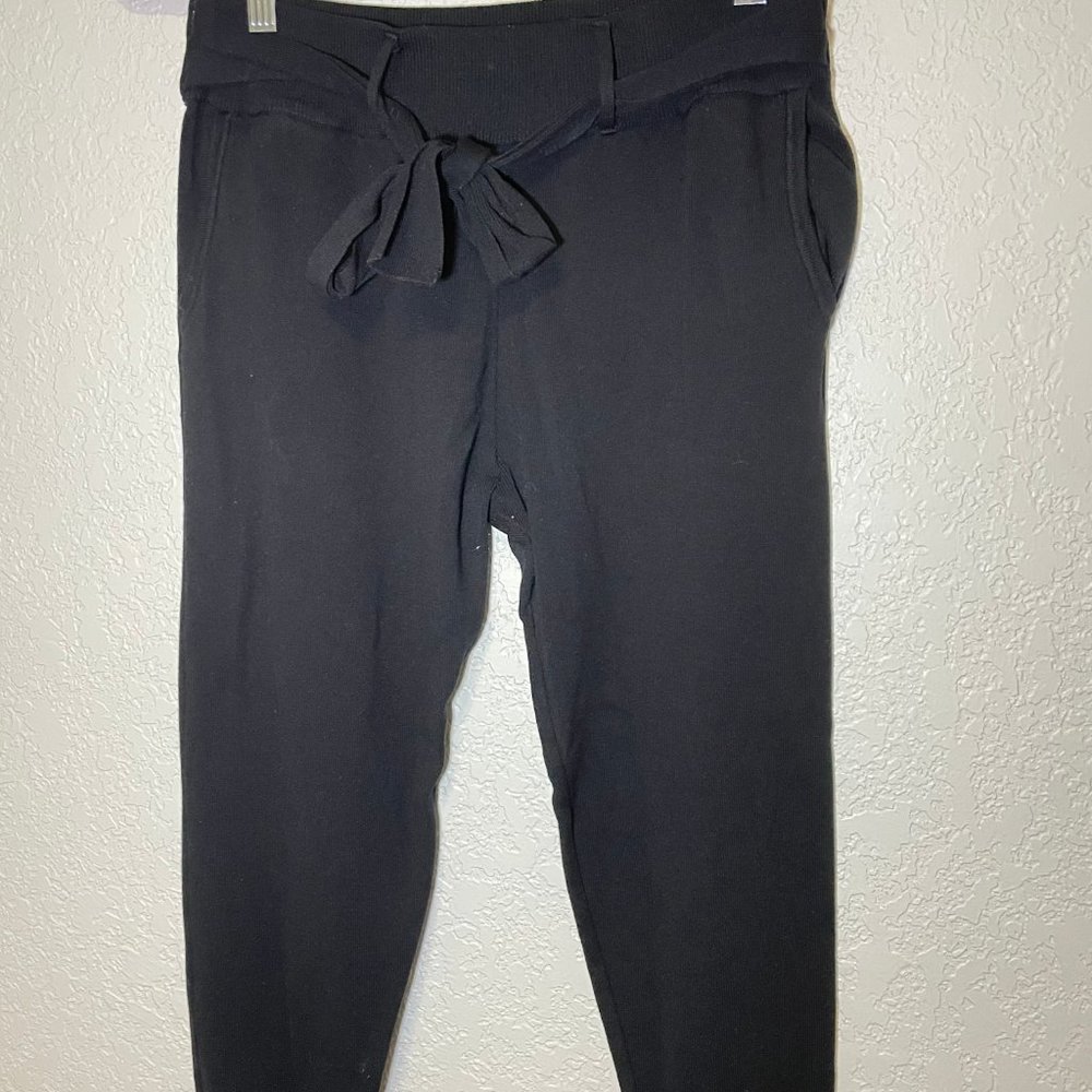 Zara Belted Knit Black Jogger Ankle Pant L